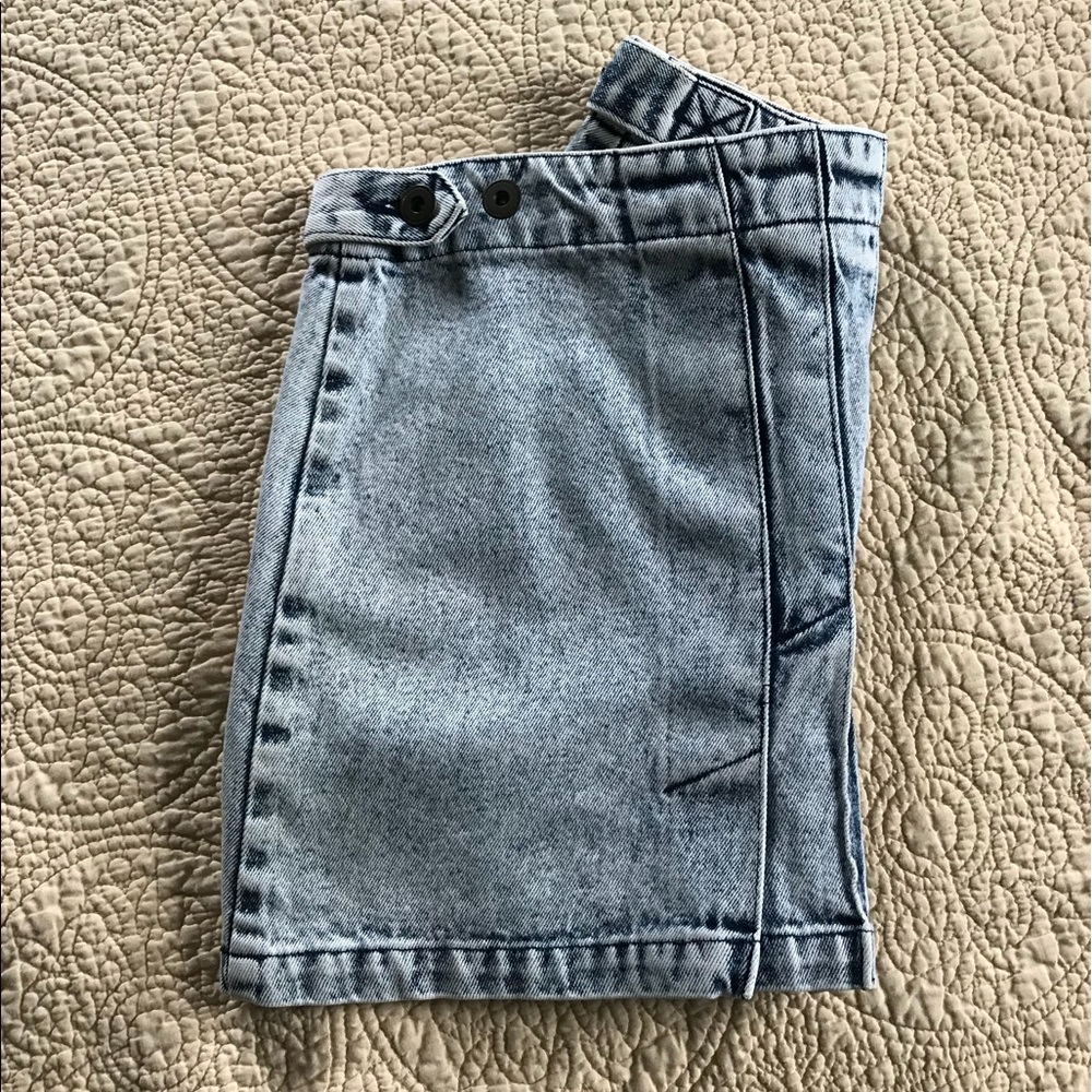 denim acid wash mini skirt